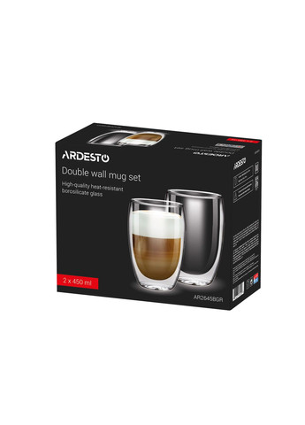 Набор чашек с двойными стенками 450 мл AR2645BGR Ardesto (335820292)