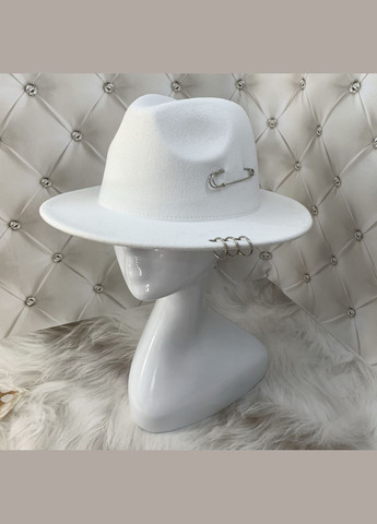 Шляпа Федора с кольцами и булавкой унисекс белая No Brand (285766652)