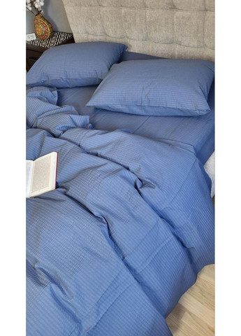 Постільна білизна з резинкою Синій GS199, ранфорс гофра (жатка) Сімейний розмір, наволочки 70/70 No Brand (363191075)