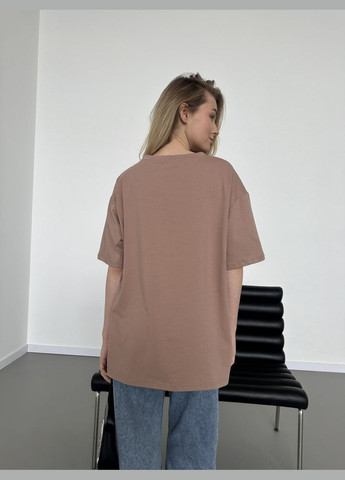 Бежева жіноча базова футболка колір мокко р.42/46 452942 New Trend