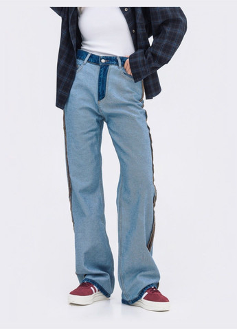 удлинённые джинсы-трубы голубого цвета Dressa - (278783465)