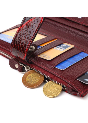 Необычный женский кошелек из натуральной кожи с тиснением под змею 21647 Разноцветный Canpellini (298920782)