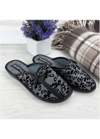 Черные домашние тапочки женские текстильные е-001-28-1 черные No Brand