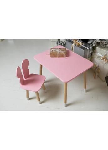 Дитячий прямокутний столик (Рожевий) та стільчик Ведмедик (Рожевий) No Brand (331639990)