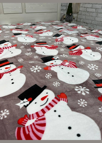 Плед новогодний теплый на кровать флисовое Серый 200х215 см No Brand (308755278)