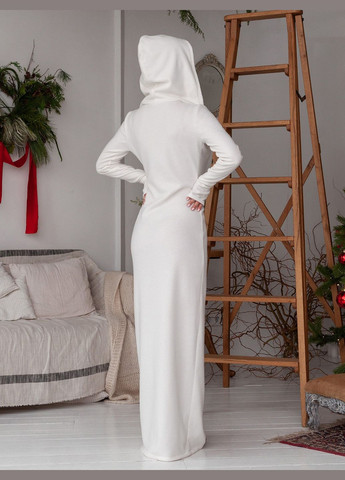 Молочна святковий, кежуал, коктейльна, вечірня ангорова довга сукня з розрізом і капюшоном на запах No Brand