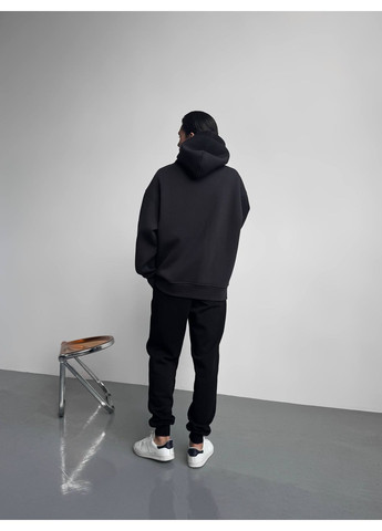 Оверсайз спортивний костюм з начосом Over унісекс худі графіт чорні штани No Brand (365769352)