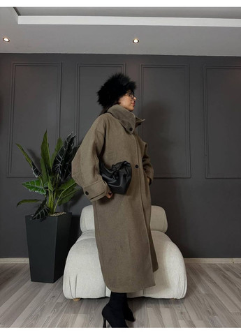 Кавове демісезонне Пальто з кашеміру No Brand
