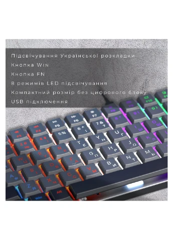 Клавіатура (MK140R) GAMEPRO MK140R Red Swich Low Profile USB Dark Gray (316223093)
