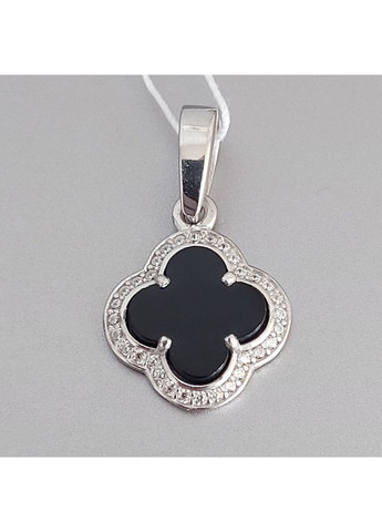 Кулон «Конюшина» зі срібла з оніксом і фіанітами No Brand (355921932)