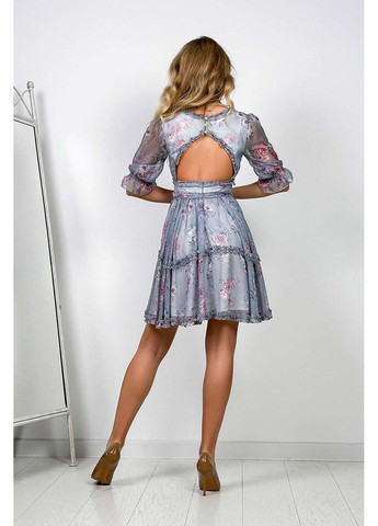 Сіра шифонова сукня квітковий принт 24016 сіра Tanita-Romario