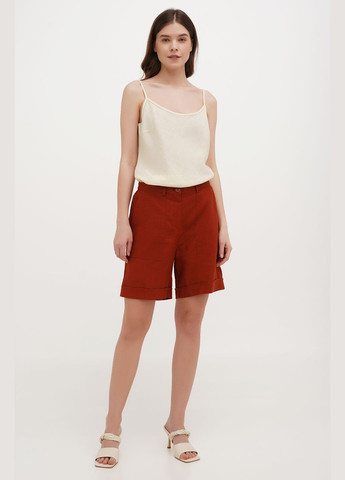 Лляні шорти на резинці та блискавці, висока посадка, великі кишені, Сахара., р., код 8433/54/779 ГАЛЕРЕЯ ЛЬОНУ (333164818)