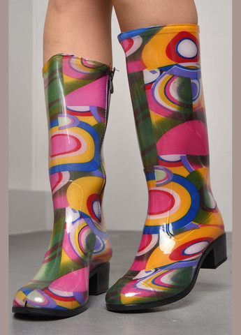 Цветные сапоги резиновые высокие женские разноцветные Let's Shop
