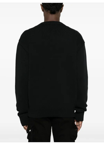 Чорний зимовий чоловічий джемпер з логотипом off-white intarsia-knit logo jumper чорний джемпер No Brand