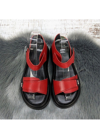 Красные босоножки женские кожаные Fashion с ремешком