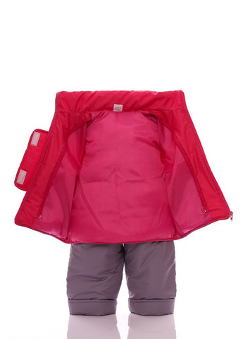 Красный зимний комбинезон на синтепоне для девочки ноль подстежка коралловый белый с черным мех 86 см (53015) BABYKROHA