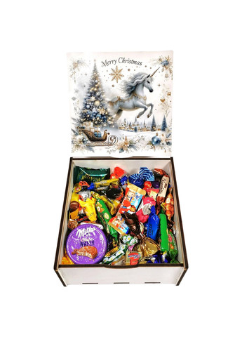 Подарок №38/5 "Магия единорога" 1кг (20х20х9см, в деревянной коробке) Унікальна цукерка (372656505)