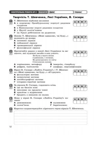Украинская литература. 8 класс: Тетрадь для контроля учебных достижений учащихся No Brand (359373091)