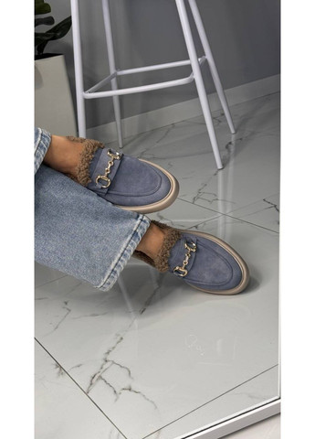 Лофери замшеві з теплим хутром No Brand Лоферы (370369288)