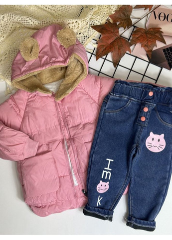 Рожева куртка для дітей єврозима рожева 10603 No Brand