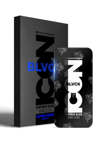 Защитное стекло Supreme Black Icon 3D для iPhone 15 Black (ARM68221) ArmorStandart (280438772)