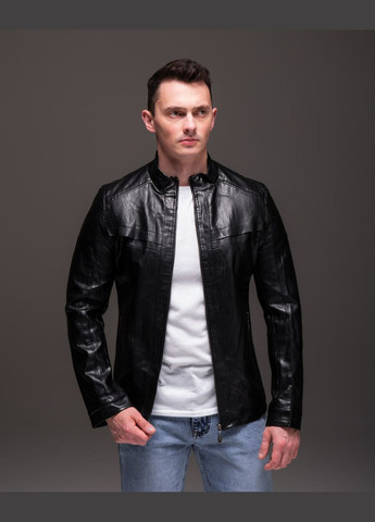 Черная демисезонная куртка кожаная прямой пояс No Brand