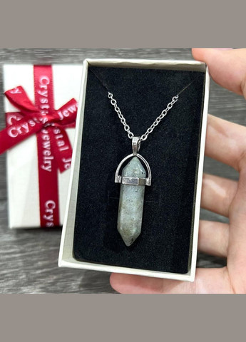 Підвіска з натуральним каменем Лабрадор "провидецький" - кулон шестигранник на ланцюжку в подарунковій коробочці АТМ (331291836)