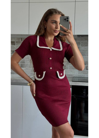 Бордовое повседневный, кэжуал женское платье мини Style Point однотонное