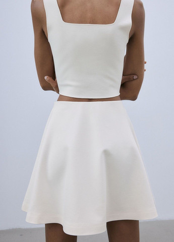 Молочная кэжуал однотонная юбка H&M