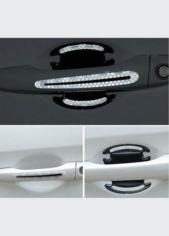 Наклейки світловідбиваючі на дверні ручки, + наклейки під дверні ручки, захист від подряпин, сірі No Brand (362345677)