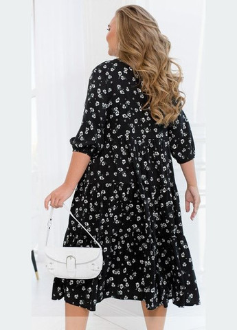 Черное кэжуал платье женское "комфортное и стильное" i-8640 черный, 56 Sofia