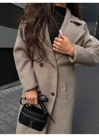 Коричневое демисезонное Пальто женское кашемировое Style Point