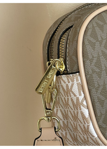 Сумка жіноча крос-боді сірий + пудровий на широкому ремені No Brand (369935016)