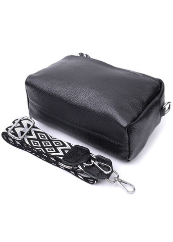 Сумка кроссбоди с широким ремнем через плечо женская со стильным бегунком черная 22654 Vintage (329197839)