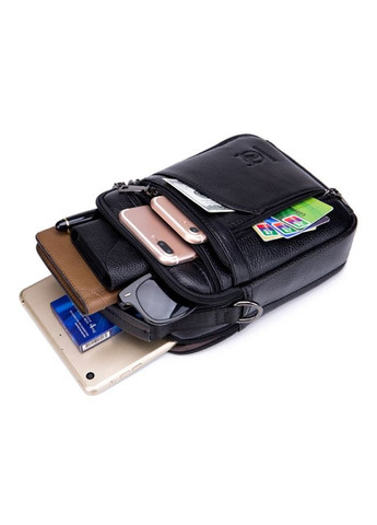 Сумка через плече шкіряна чоловіча DJB222, сумка месенджер з натуральної шкіри, барсетка, чорна BULLCAPTAIN DJB-222 (305571677)