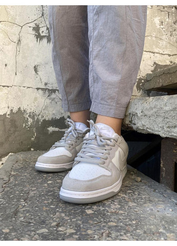 Серые демисезонные кроссовки мужские nike dunk low white grey найк сб данк No Brand