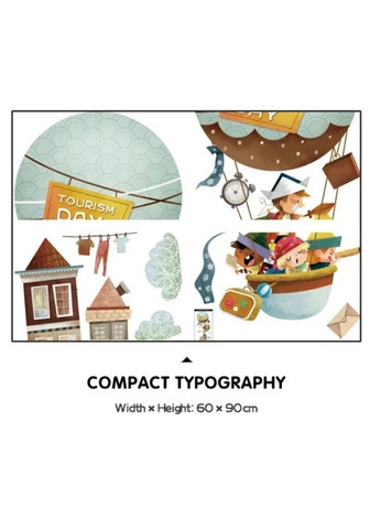 Декоративные наклейки Tourism Day воздушный шар (лист 60 х 90 см) Б156-35 BRUP (302319123)