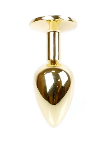 Анальная пробка с камнем Plug-Jewellery Gold PLUG- Red размер S Boss Series (372151708)