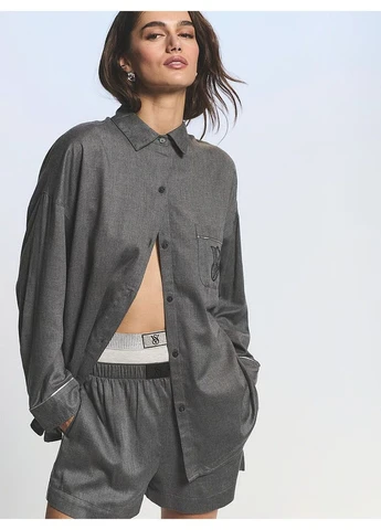 Сіра всесезон піжама модал - котон modal-cotton long-sleeve short pajama set Victoria's Secret