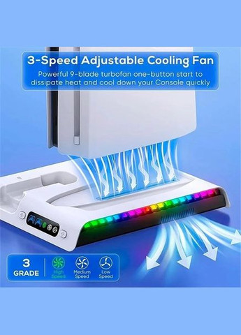 Док-станція підставка для консолі та геймпадів для PS5 Slim PG-P5S006 з охолодженням та RGB підсвічуванням Білий Ipega (337352168)