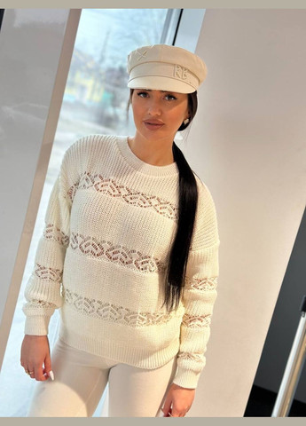 Тонкий жіночий светр молочного кольору 31737 No Brand (323644274)