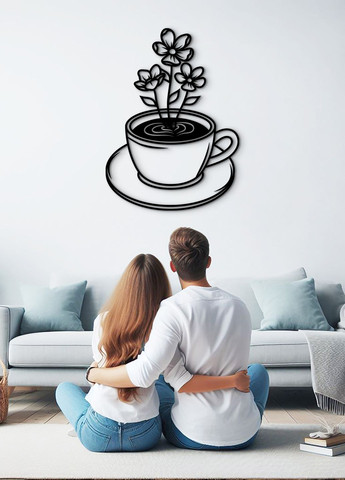 Сучасна картина на кухню, дерев'яний декор для дому "Ромашковий чай", оригінальний подарунок 95х70 см Woodyard (292013647)