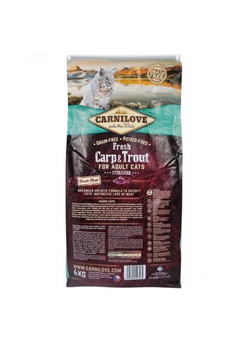 Сухой корм Fresh Carp & Trout для стерилизованных кошек, рыба, 6 кг Carnilove (362701729)