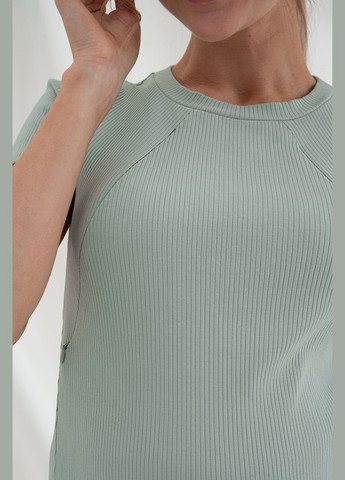 Оливковое оливковое удобное платье для беременных и кормящих из трикотажа в рубчик Юла мама