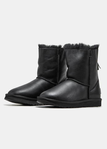 Угг із змійкою Чорні Шкіряні Classic Black Leather Zip UGG (315411474)