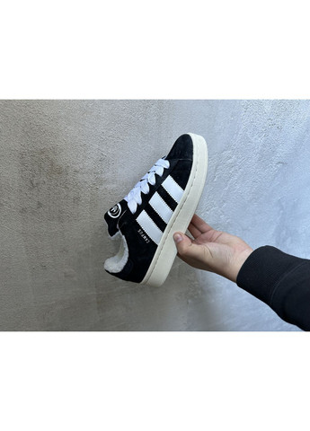 КРОСІВКИ ЖІНОЧІ ADIDAS CAMPUS 00S BLACK BEIGE FUR АДІДАС КАМПУС No Brand чорні демісезони (368862523)