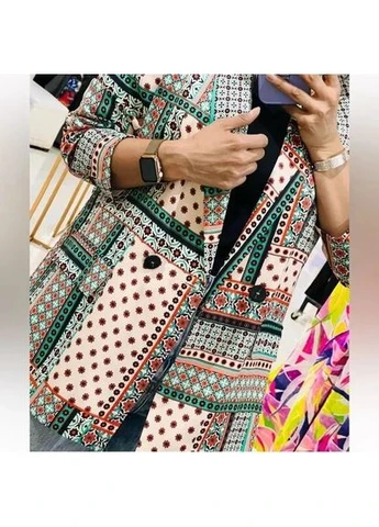 жакет жіночий S віскозний двобортний з принтом у стилі boho Zara (396506823)