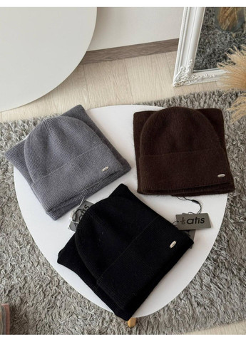 Набор ангор, шапка с бафом. Теплый женский зимний комплект шапка с бафом с флисовой подкладкой. No Brand (370204589)