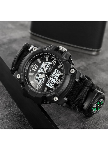 Годинник спортивний чорний з паракордовим ремінцем для чоловіків кварцовий з будильником і таймером ProDobro (367265232)
