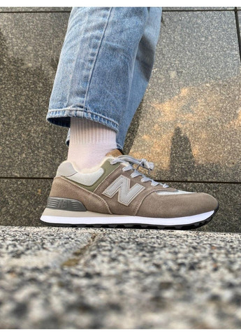 Зеленые зимние кроссовки мужские new balance 574 stone island нью беланс 574 No Brand